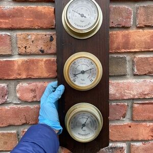 Taylor Brown and Gold Wall Clock with Weather Gauges